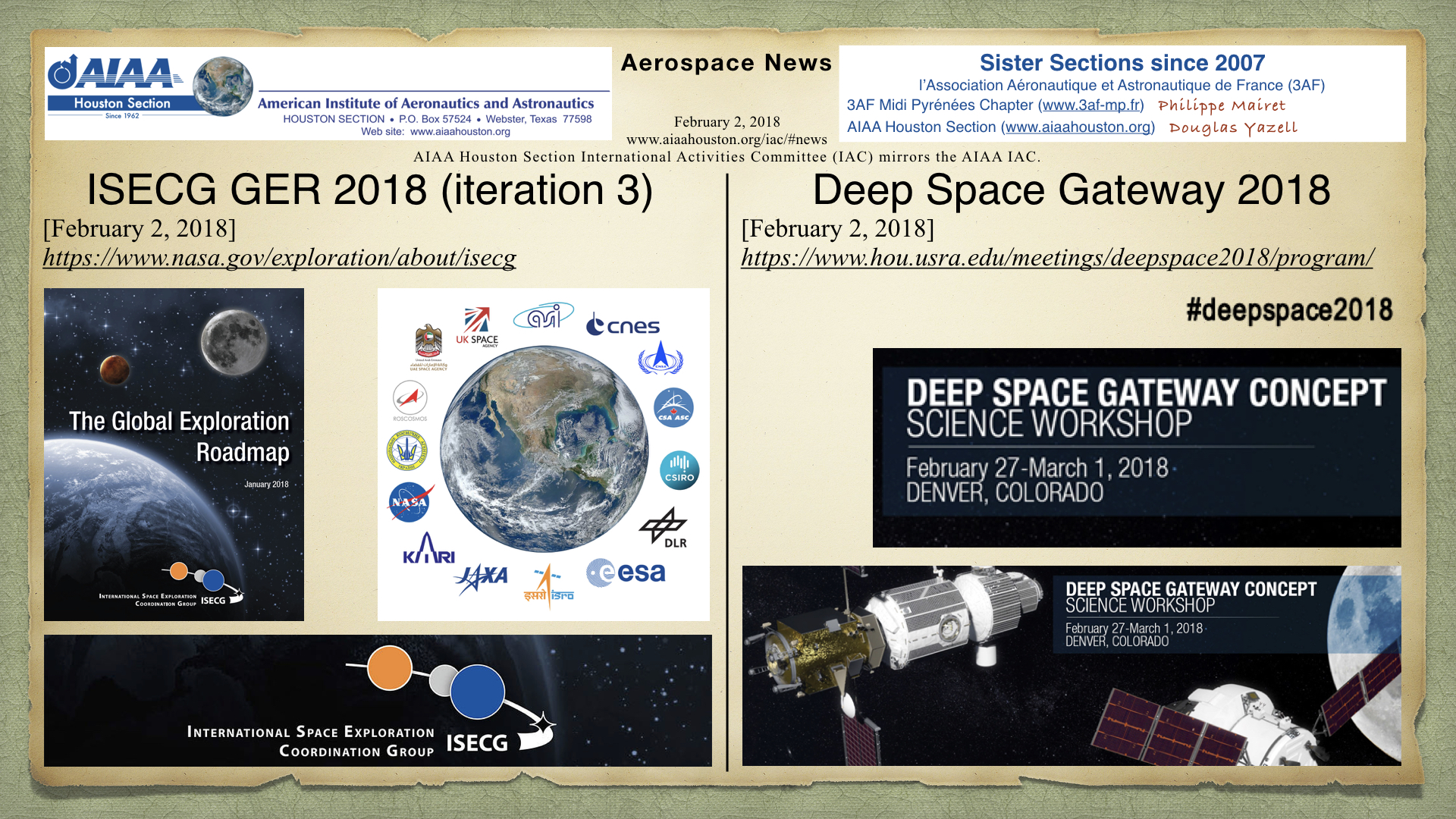 Above: ISCEG GER 2018 and Deep Space Gateway 2018. Image credits: NASA, LPI, USRA. (Click to zoom.) 