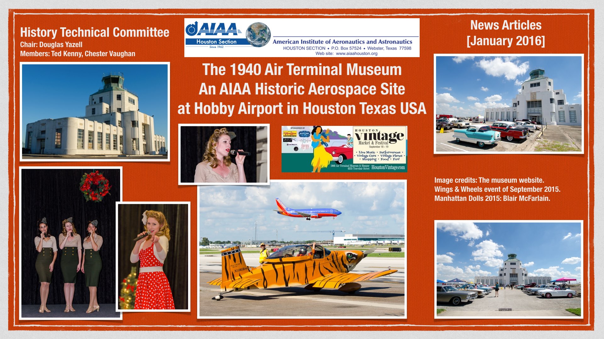 Above: Our monthly news item about the 1940 Air Terminal Museum at Hobby Airport. (Click to zoom.) 