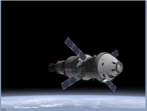 Above: The NASA Orion Multi-Purpose Crew Vehicle (MPCV) with the European Service Module (ESM) from the European Space Agency (ESA). Click to zoom. Image credit: NASA artwork. 